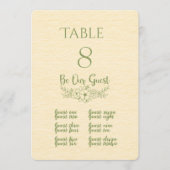 Porte-nom et numéro de table jaune beurre et vert  (Devant)