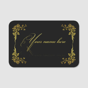 Porte-nom Etiqueta para nombre clásica negra con dorado