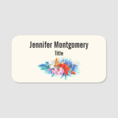 Porte-nom Exotic Tropical Flowers - Pink & Aquamarines (Devant)