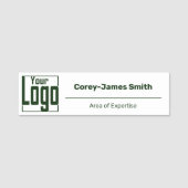 Porte-nom Expertise Logo Classique Vert Blanc Classique (Devant)