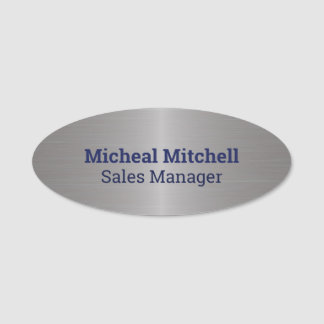 Porte-nom Faux Brushed Metal Business Employee Name Tag