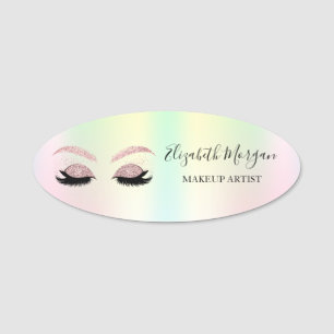 Porte-nom Faux-cils Pailletés Rose Gold Holographiques