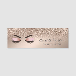 Porte-nom Faux cils, Paillettes Rose Gold Maquilleuse