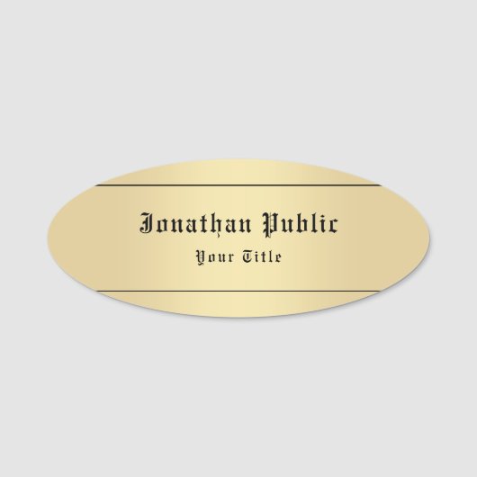 Porte-nom Faux Gold Classic Look Modèle personnalisé (Devant)