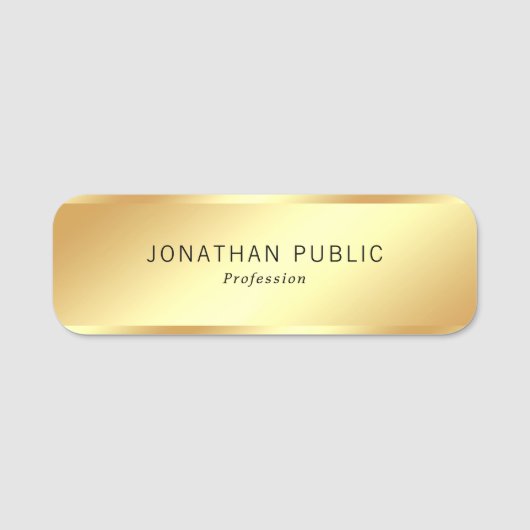 Porte-nom Faux Gold Elegant Moderne Simple Rectangle Modèle (Devant)