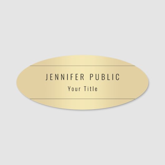 Porte-nom Faux Gold Modern Elegant Professional Modèle (Devant)