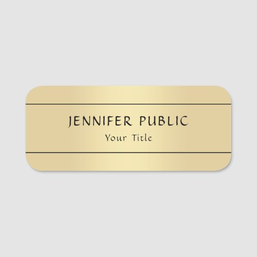 Porte-nom Faux Gold personnalisé Élégant Modèle moderne (Devant)