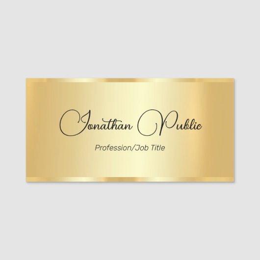 Porte-nom Faux Gold Script Modèle Nom Calligraphié Personnal (Devant)