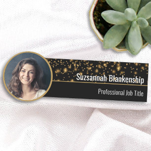 Porte-nom Faux Gold Sparkles Custom Photo Professional