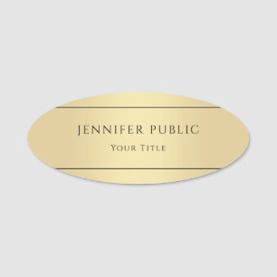 Porte-nom Faux Gold Stylish Glamour tendance Modèle Oval
