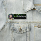Porte-nom Faux Green Sparkles Custom Photo Professional (En situation)