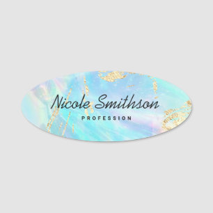Porte-nom faux iridescence et détails en feuille d'or FAUX