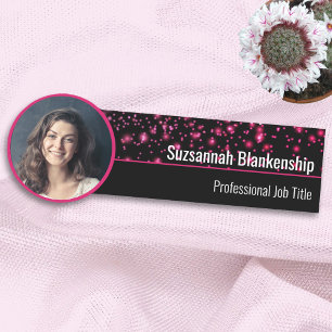 Porte-nom Faux Pink Sparkings Custom Photo Professional