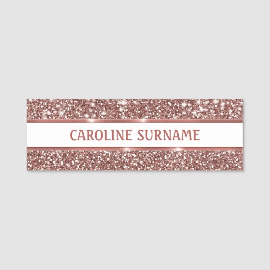 Porte-nom Faux Rose Parties scintillant or Texture Look & Cu (Devant)