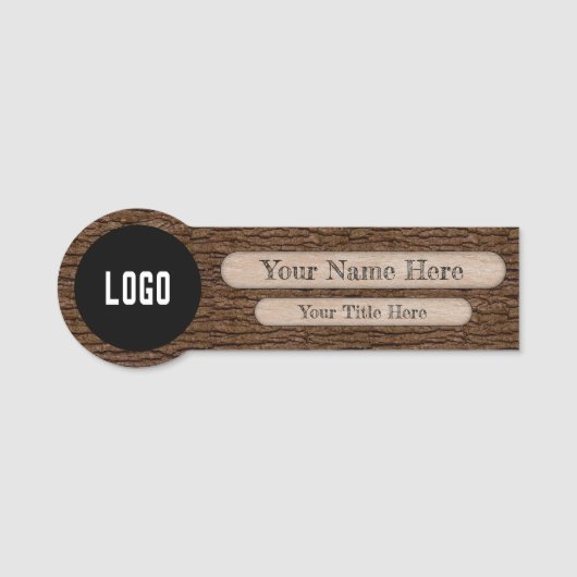 Porte-nom Faux Rustic Tree Bark Texture (Devant)