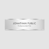 Porte-nom Faux Silver Modèle moderne tendance Personnalisé (Devant)