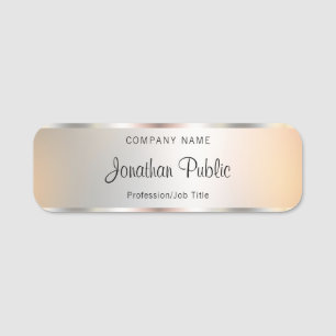 Porte-nom Faux Silver Texte Votre Logo Ici Calligraphie Scri