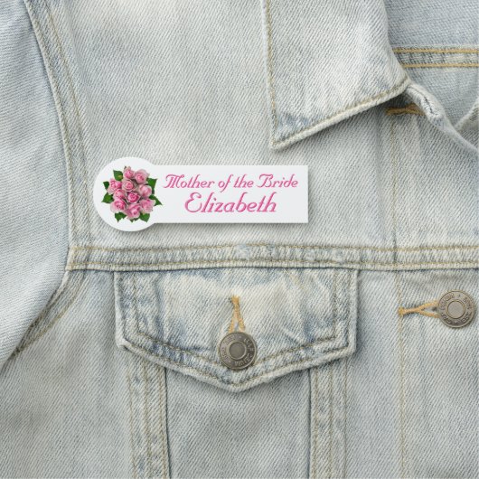 Porte-nom Fête de la mariée rose de roses (En situation)