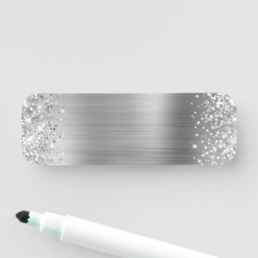 Porte-nom Feuille d'argent Brillante Vierge (En situation)
