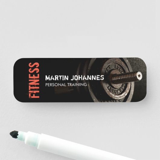 Porte-nom Fitness Personal Trainer Bodybuilding Modern Sharp (En situation)