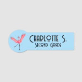 Porte-nom Flamant rose rose Nom personnalisé Code de l'école (Devant)