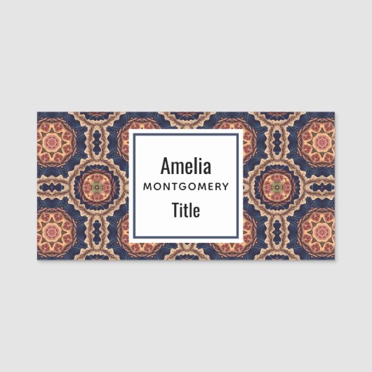 Porte-nom Fleur fantaisie et Motif Star (Devant)