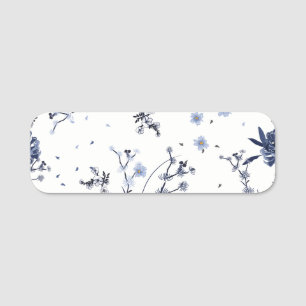 Porte-nom Fleurs bleues