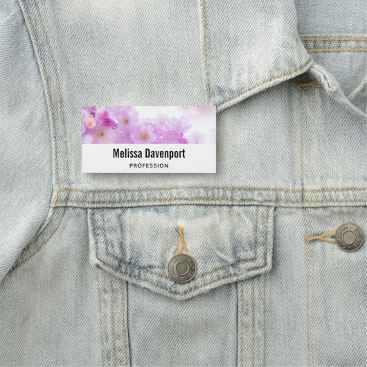 Porte-nom Fleurs de fleurs de cerisier rose (En situation)