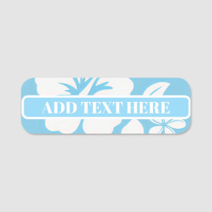 Porte-nom Fleurs de plage bleu tropical