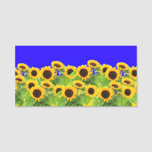 Porte-nom Fleurs de soleil - drapeau ukrainien Paix Liberté (Devant)