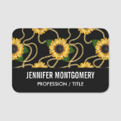 Porte-nom Fleurs de soleil jaunes élégantes Motif élégant su (Devant)