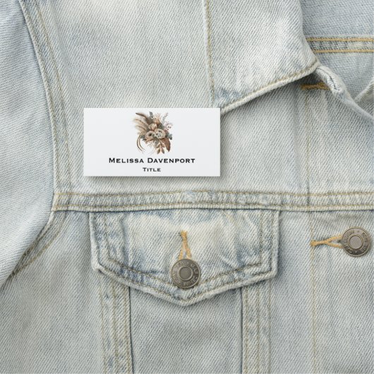 Porte-nom Fleurs Élégantes Feuillage et plumes (En situation)