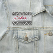 Porte-nom Fleurs et pierres métalliques argentées (En situation)