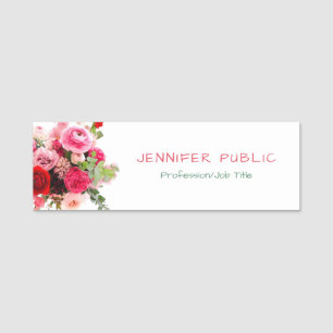 Porte-nom Fleurs florales modernes de roses d'aquarelle de