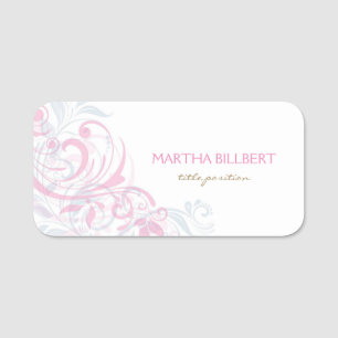 Porte-nom Fleurs Pastel Rose Et Gris