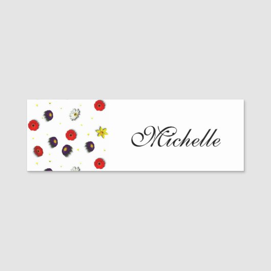 Porte-nom Fleurs printanières décoratives personnalisées bla (Devant)