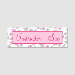 Porte-nom Fleurs roses personnalisées