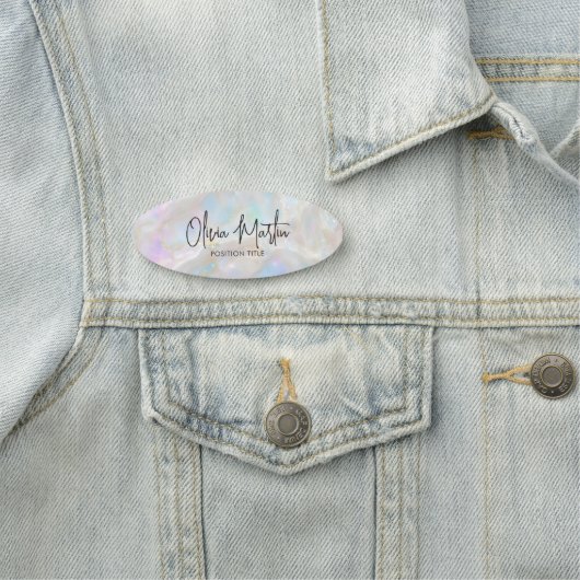 Porte-nom Fond iridescent Opale scintillante (En situation)