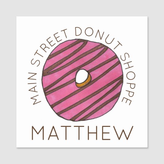 Porte-nom Framboise Zebra Strip Donut Doughnut pâtisserie (Devant)