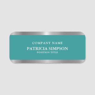 Porte-nom Fresque & moderne Look : Vert Turquoise & Silver M