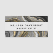 Porte-nom Géode moderne Gold & Grey Agate Géode Abstrait (Devant)