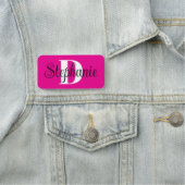 Porte-nom Girly Hot Pink Black and White Modern Monogram (En situation)