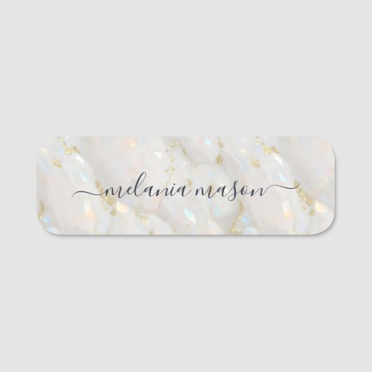 Porte-nom Glam Gold Elegant Opal Stone Gemstone (Devant)