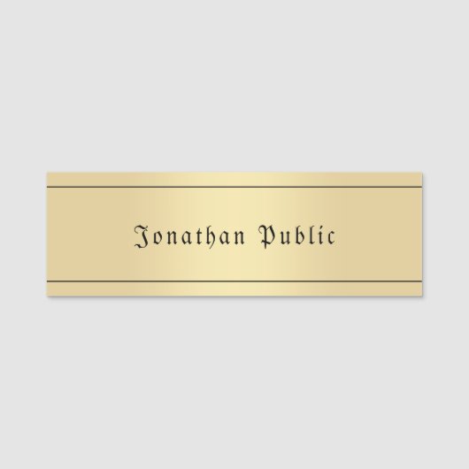 Porte-nom Glamour Faux Or Classic Look Vieux Texte (Devant)