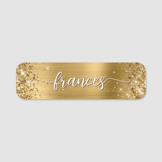 Porte-nom Glitter Gold Foil Script manuscrit (Devant)