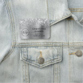 Porte-nom Glittery Silver Foil Logo Company (En situation)