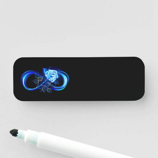 Porte-nom Glowing infinity with blue rose (En situation)