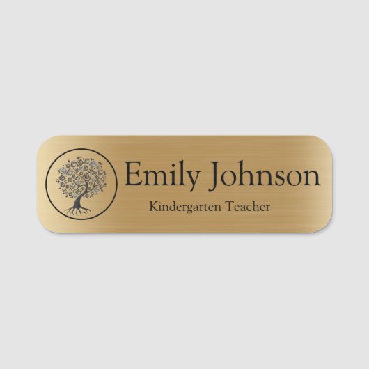 Porte-nom Gold Kindergarten Teacher Name | Custom Teacher (Devant)