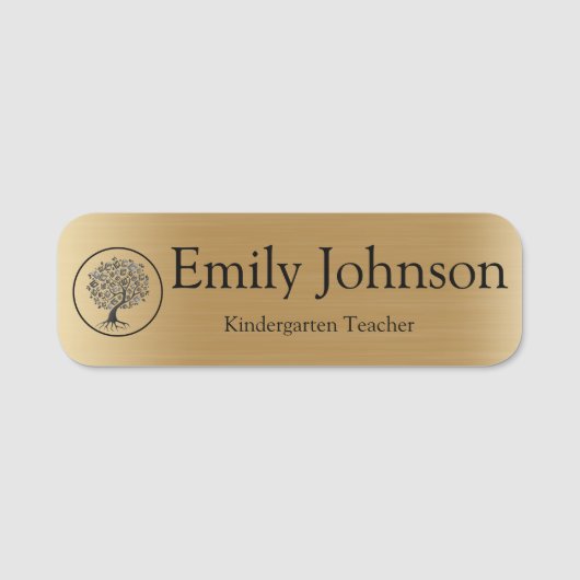 Porte-nom Gold Kindergarten Teacher Name | Custom Teacher (Devant)