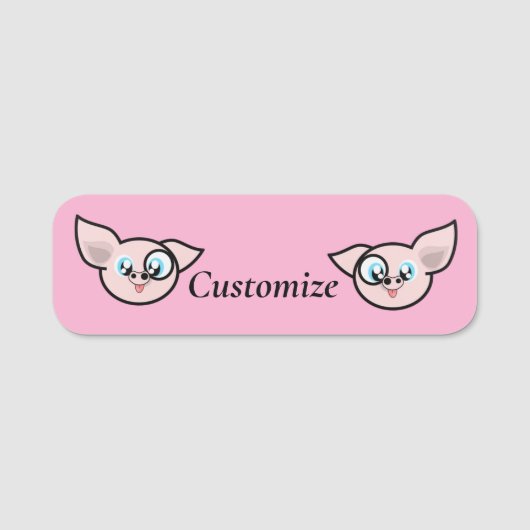 Porte-nom Goofy Pig souriant Thunder_Cove (Devant)